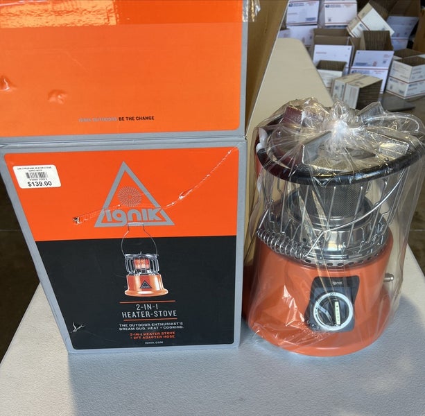 IGNIK ' 2-IN-1 HEATER STOVE ' + 2FT ADAPTER HOSE ' ORANGE ' 4,000-10,000 BTU