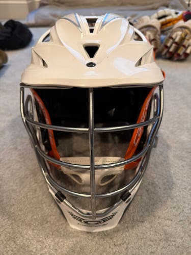 Cascade R Lacrosse Helmet — FCA Custom Decals — White Shell / Chrome Mask