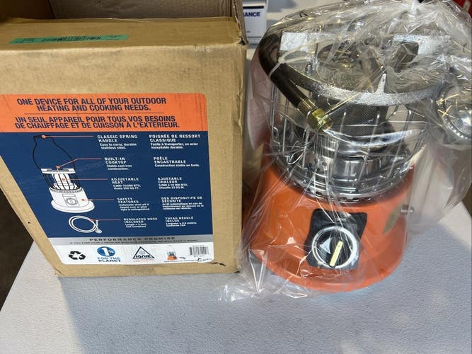 IGNIK ' 2-IN-1 HEATER STOVE ' + 2FT ADAPTER HOSE ' ORANGE ' 5000-10,000 BTU