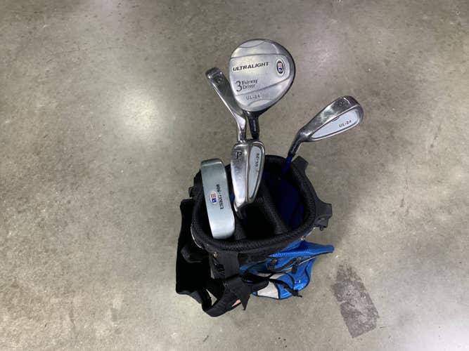 U.S. Kids UL-24 Blue Club Set 3W 6 & 8 PW Putter KidPower 45-31 Junior LH +Bag