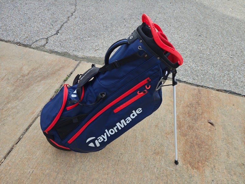 Taylormade Dual Strap 8 Divider Dual Strap Golf Stand Bag Blue/Red Raincover NEW