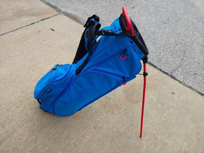 Taylormade Flex Tech Lite Dual Strap Golf Stand Bag Blue/Red Raincover NEW