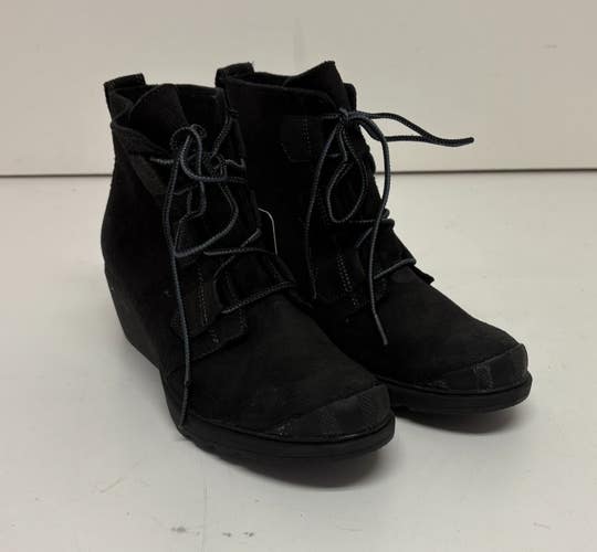 Sorel Toronto Wedge Black Suede Leather Ankle Boots US 9.5 EU 40.5 NEW