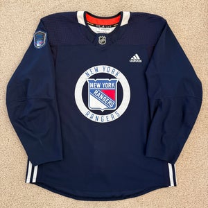 (Size 56) New York Rangers 'Jacob Trouba' Adidas Made in Canada (MiC) Navy Pro Stock Practice Jersey