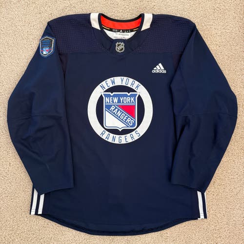 (Size 56) New York Rangers 'Jacob Trouba' Adidas Made in Canada (MiC) Navy Pro Stock Practice Jersey