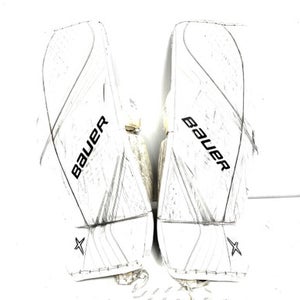 Used Bauer 2X LARGE BAUER SIZING Goalie Leg Pads Senior White 35" 11860-S000301483
