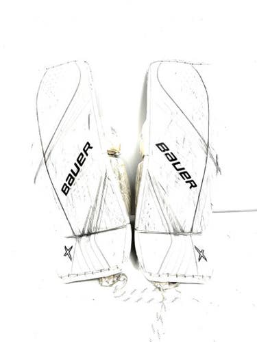 Used Bauer 2X LARGE BAUER SIZING Goalie Leg Pads Senior White 35" 11860-S000301483