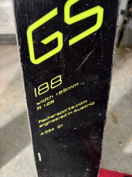 2018 Fischer RC4 World Cup GS Skis 188cm R26m Without Bindings (Used)