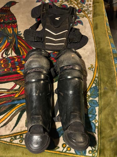 (Used) Easton X Jen Schro Catching The Very Best Catcher’s Leg Guards And Easton Large Chest Protect