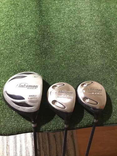 Linksman Golf W.P.S Woods Set (Driver, 3W, 5W) Mens 65g Graphite Shafts (READ)