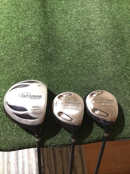 Linksman Golf W.P.S Woods Set (Driver, 3W, 5W) Mens 65g Graphite Shafts (READ)