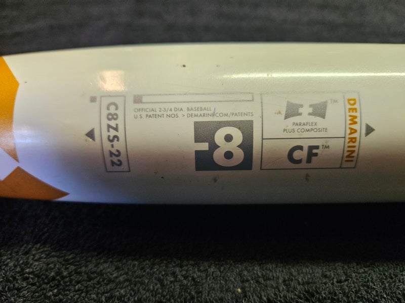 2022 DeMarini CF Composite USSSA Certified Bat (-8) 22 oz 30" (Used)