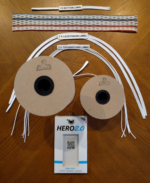 ECD (New) White (red & blue striker) Hero 2.0 W/Jimalax String Kit Mesh