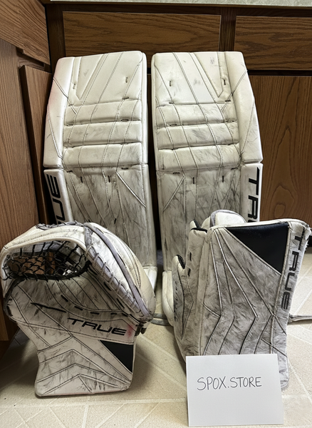 TRUE Pro Stock Catalyst PX3 Goalie Leg Pads (Used) – 34” +2 | Senior | White  (READ DESCRIPTION)