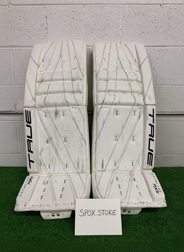 White 33" Senior True Catalyst PX5 Goalie Leg Pads – Pro Stock (Used)  (READ DESCRIPTION)
