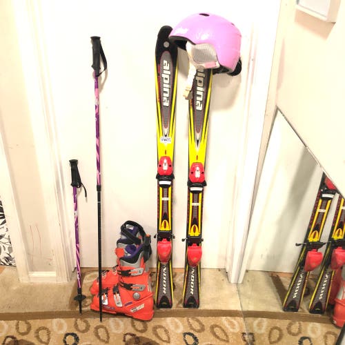 Alpina 120 cm Skis (Used) Kids complete ski set hamlet, boots , and adjustable pole