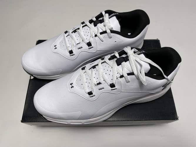 Under Armour Charged Draw 2 Golf Shoes White Black Men's SZ 11 (3026398-100)