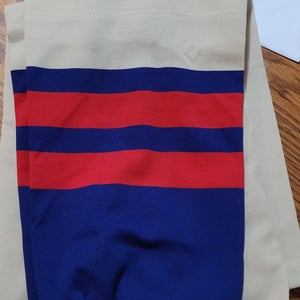 SP Edge Style Pro Stock Hockey Shin Pad Socks Beige, Blue & Red