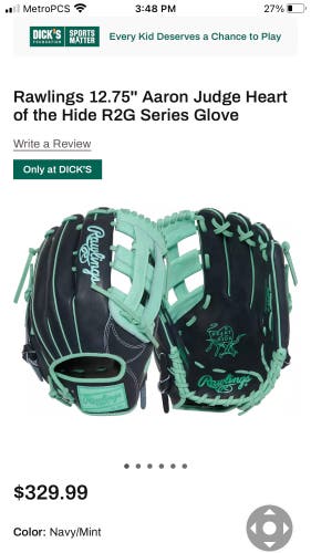 Rawlings Aaron Judge Heart of the Hide RH Baseball Glove 12.75" (New)