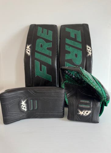 Used Size 30" + 1" Brian's Intermediate Pro Optik X3 Regular Goalie Full Set Pro Stock - Green/Black