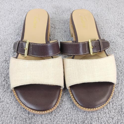 Trotters Sandals Womens Size 8 W Shoes Slip On Brown Tan Buckle Strap Signature