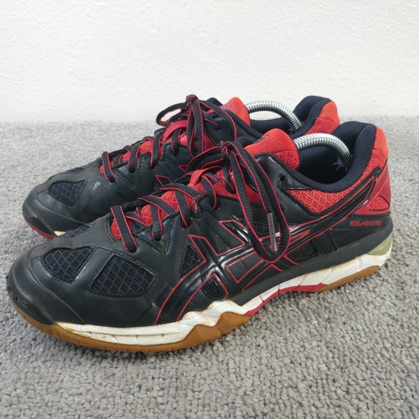Asics Gel Tactic Womens Size 7.5 Volleyball Shoes Black Red Low Top B554N