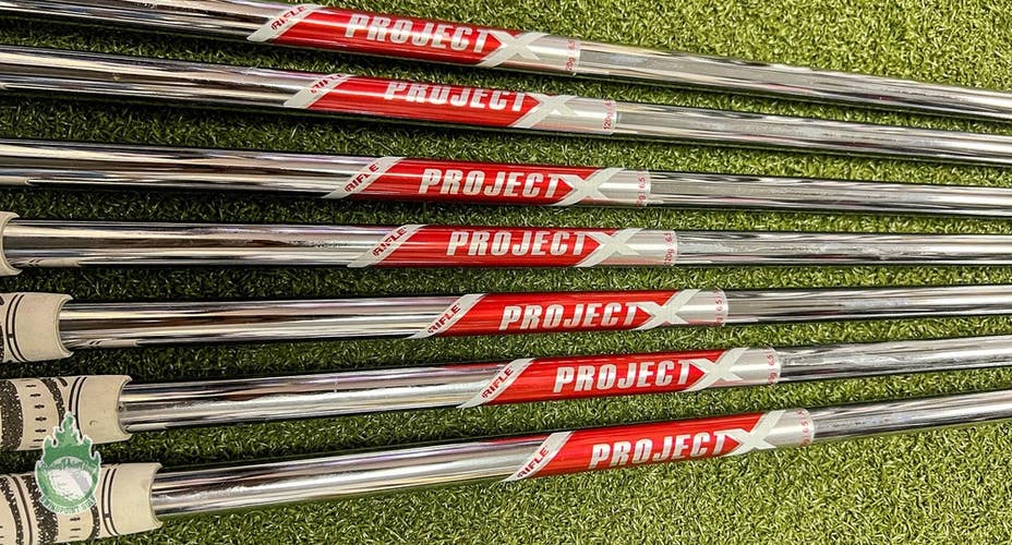 Used Rifle Project X Red 4-PW 120g Extra Stiff Flex Steel Iron Set Shafts .355