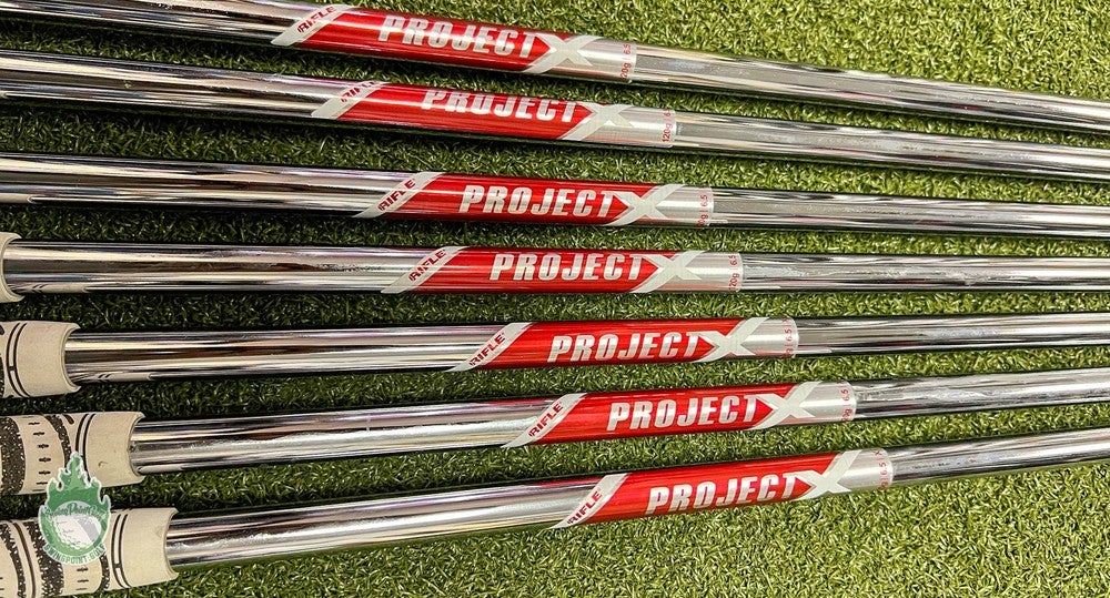 Used Rifle Project X Red 4-PW 120g Extra Stiff Flex Steel Iron Set Shafts .355