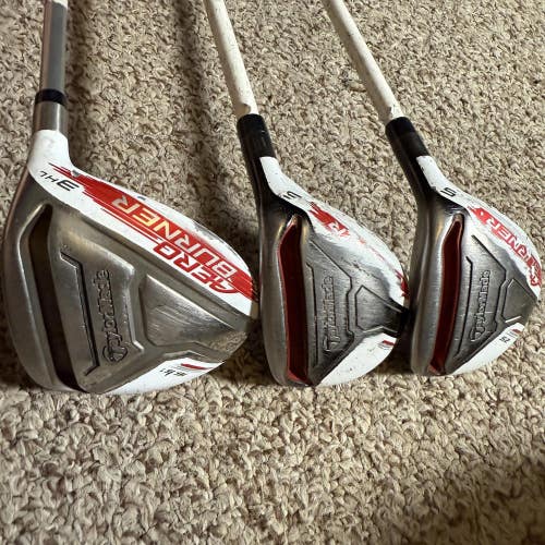 Women's TaylorMade Aero Burner Right Handed 3 Wood 3 & 5 Hybrids Golf Combo Set