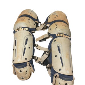 Used Wilson SHIN GUARDS NAVY/WHT Catchers Leg Guards Navy Blue Junior 11834-S000042241