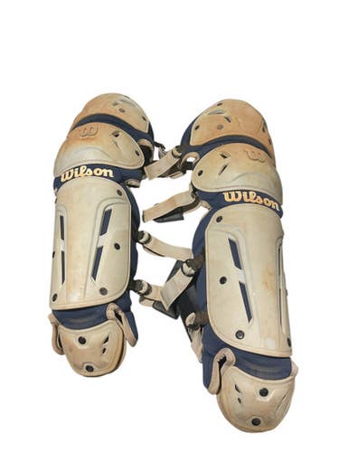 Used Wilson SHIN GUARDS NAVY/WHT Catchers Leg Guards Navy Blue Junior 11834-S000042241
