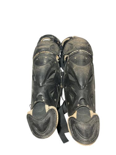 Used Under Armour BLACK SHINGUARDS Catchers Leg Guards Black Junior 11834-S000042368