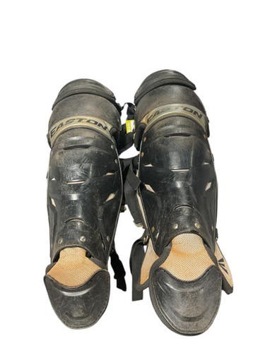 Used Easton BLACK SHIN GAURDS Catchers Leg Guards Black Adult 11834-S000042617