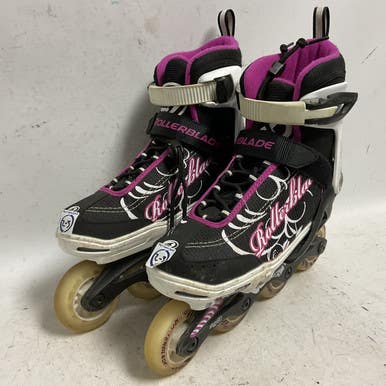 Used Rollerblade SPITFIRE XT G ADJ 2-5 Junior Rec Fitness Skates Black Adjustable 11855-S000195186