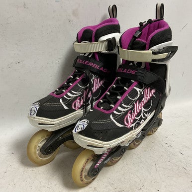Used Rollerblade SPITFIRE XT G ADJ 2-5 Junior Rec Fitness Skates Black Adjustable 11855-S000195186