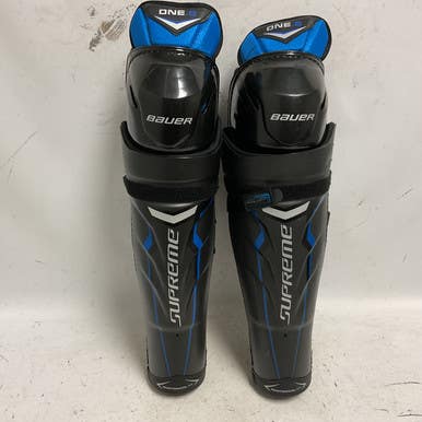 Used Bauer SUPREME ONE.8 Senior Shin Guards Black And Carolina Blue 18" 11855-S000195182