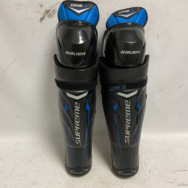 Used Bauer SUPREME ONE.8 Senior Shin Guards Black And Carolina Blue 18" 11855-S000195182