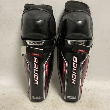 Used Bauer NSX Junior Shin Guards Black And Red 10" 11855-S000195189