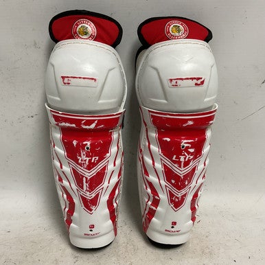 Used CCM LTP LITTLE BLACKHAWKS Junior Shin Guards White And Red 10" 11855-S000195179