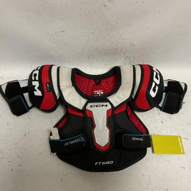 Used CCM JETSPEED FT680 Junior Shoulder Pads Black And Red SM 11855-S000195176