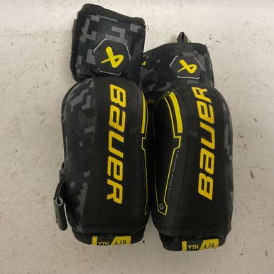 Used Bauer SUPREME MACH Youth Elbow Pads Black And Optic Yellow LG 11855-S000195175