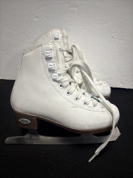 Girls Junior Size 12 Riedell Opal White Figure Ice Skates