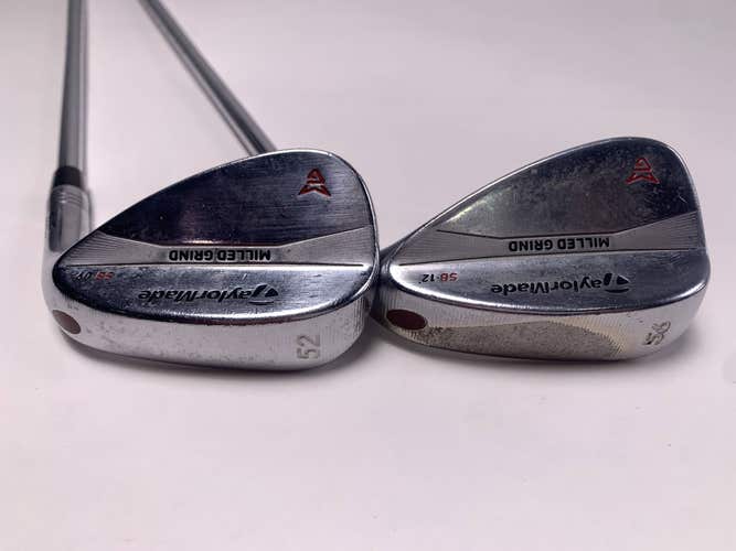 TaylorMade Milled Grind Satin Chrome Wedge Set 52* 9 | 56* 12 NS Pro Mens RH-.5"