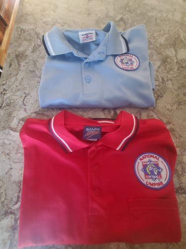 Babe Ruth Softball Umpire Shirts Patched - Red and Light Blue