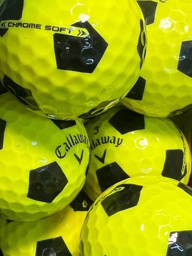 12 Yellow Black Callaway Chrome Soft Truvis AAAA Near Mint Used Golf Balls