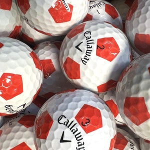 12 Red/ White Callaway Chrome Soft  Truvis AAAA Near Mint Used Golf Balls