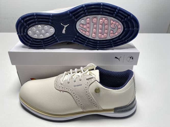 Puma X Arnold Palmer Avant Golf Shoes White Navy Men's SZ 9.5 (379854 01)