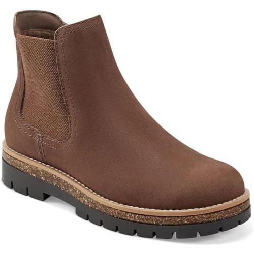 Earth Aydin Women's US 8 Brown Leather Casual Lug Sole Chelsea Booties TZP823