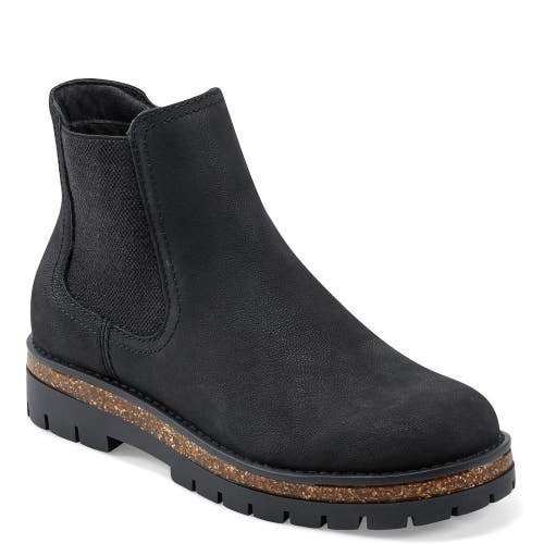 Earth Aydin Women's US 8.5 Black Leather Casual Lug Sole Chelsea Booties TZP824