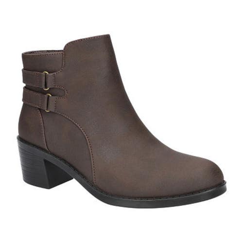 Easy Street Murphy Boots Women US 7.5 Brown Matte Block Heel Ankle Bootie TZP692